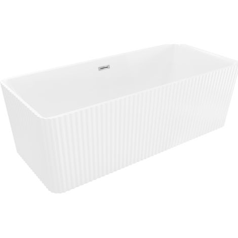 Mexen Nila freistehende, geriffelte Badewanne 170 x 75 cm, weiß, Überlauf Chrom - 52841708000-01 (1/5)