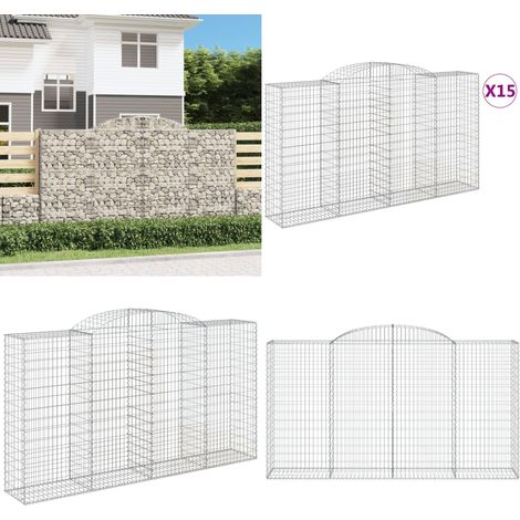 Gabionen mit Hochbogen 15 Stk 300x50x160/180cm Verzinktes Eisen - Gabionen - Gabionenwände - Gartendeko - Eisenmöbel - Zaun - Home & Living (1/5)