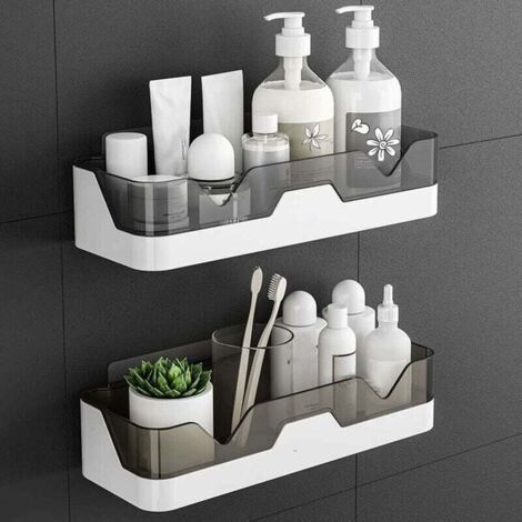 Pack of 2 No Drill Shower Shelves Wall Mounted Shower Caddy, XU,Shower Organizer Bathroom/Kitchen Storage Baskets - (1/4)