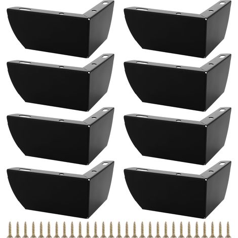 Set mit 8 Metall-Möbelfüßen – Schwarz – Dreieckig – Ausziehbar – 5 cm – Füße mit Schrauben und Gummifüßen – Für Schränke, Nachttische, TV-Möbel, Stühle, Sofas
