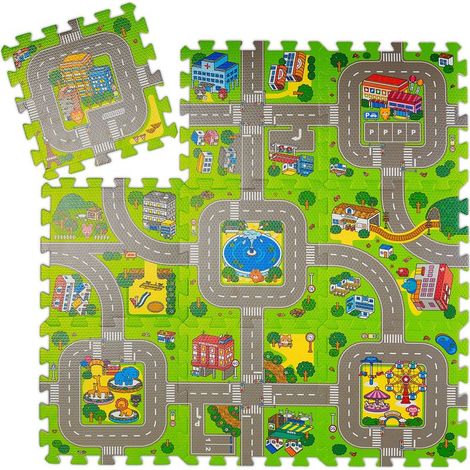 Tapis puzzle coloré 9 pièces 90 x 90 cm – Mousse EVA sans polluants – Réduit les bruits et le froid du sol – Surface de jeu moelleuse (1/5)