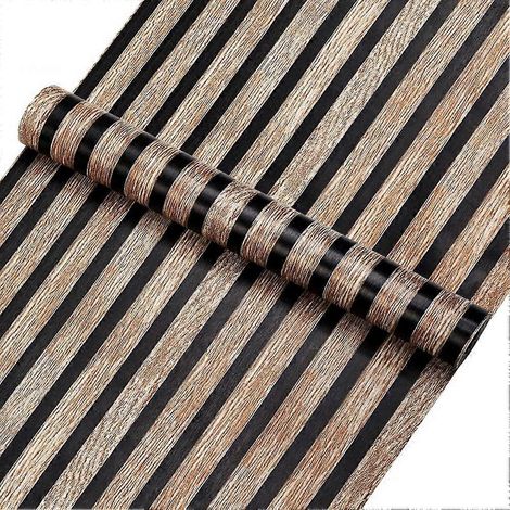Papier peint à rayures imitation bois, autocollant pour la rénovation de murs, bureaux et armoires (B) (1/5)