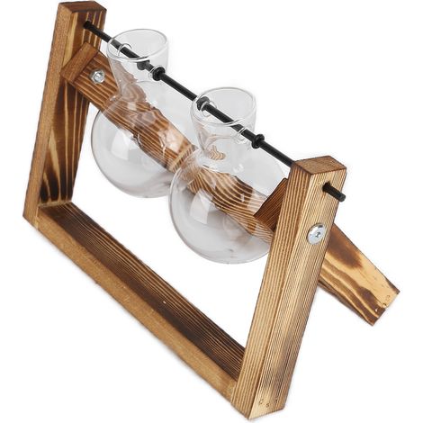 Transparente Hydrokulturvase aus Vintage-Holz, 2er-Set Flaschen für Pflanzen, moderne Wohnzimmerdekoration, minimalistischer Kreativständer. (1/5)