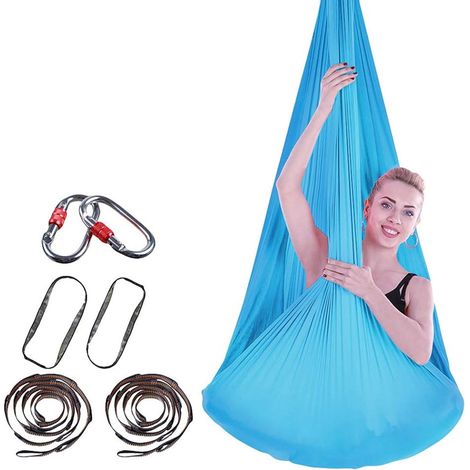 Hamac de yoga aérien bleu ciel (1/5)