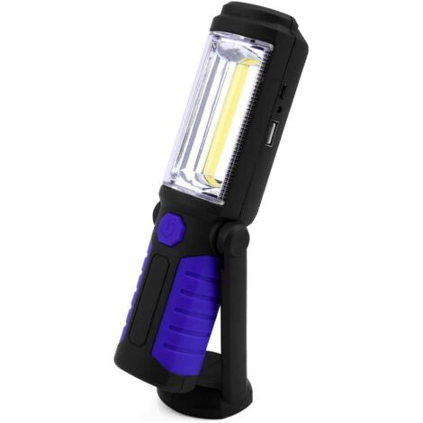 Lampe Torche LED Rechargeable Mains-Libres[NOUVELLE VERSION 2022] 3W Baladeuse à LED COB 2 en 1 Lampe de Poche pour Camping/Randonée/Auto/Garage/Atelier, Deux Modes d'Allumage, Bleu (1/5)