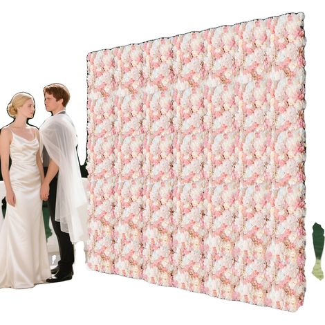 Pannello decorativo da parete con fiori artificiali, 12 pezzi, elegante decorazione, rosa (1/2)