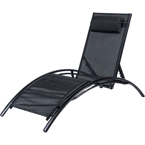sdraio reclinabile eurogarden "luna" in alluminio e textilene nero 175x64x88 cm