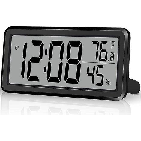 Réveil numérique, horloge de bureau, horloge électronique LCD à piles, décoration pour chambre, cuisine ou bureau - Noir (1/5)
