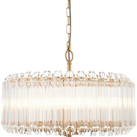 Endon Valentina Suspension en laiton vieilli brossé et verre transparent 5 ampoules E14 (1/5)