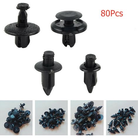80 pièces de boulons de carénage de moto en nylon noir mélangé (4 couleurs), rivets pour levier de carrosserie et clips