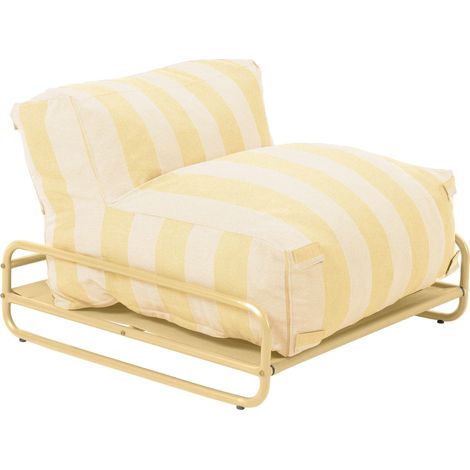 Oviala – Chauffeuse modulable rayée pour salon de jardin – Tissu déperlant oléfine 240 g/m² – Structure acier époxy – Dimensions 85 x 85 x H30/65 cm