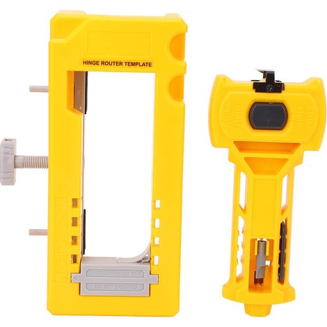 Kit pose loquet et paumelle porte en plastique précis réglable gabarit charnière et outil mortaise serrure pour maison jaune (1/5)