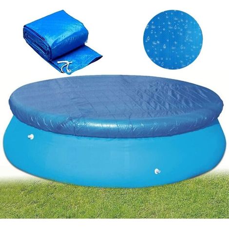 Runde Poolabdeckung, Solarabdeckung für Aufstellpools, Staubschutzhülle mit Kordelzug für runde aufblasbare Pools, Staubschutzhülle für Whirlpools (blau, 3 m) (1/3)