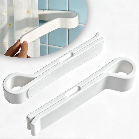 Lot de 2 contrepoids pour rideau de douche, supports magnétiques, déflecteurs adhésifs pour rideau de douche afin d'empêcher les éclaboussures Silicone Blanc (1/5)