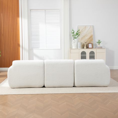Canapé modulaire en tissu chenille, rembourrage mousse 30D haute résilience, facile à déplacer, base antidérapante, idéal salon et pièces, couleur ivoire. (1/5)