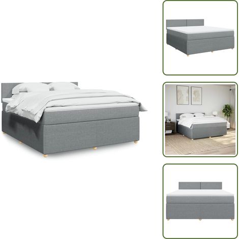 Sommier à lattes de lit avec matelas Gris clair 180x200cm Tissu - Sommier À Lattes De Lit - Sommiers À Lattes De Lit - Lit - Meuble De Chambre À Coucher (1/5)