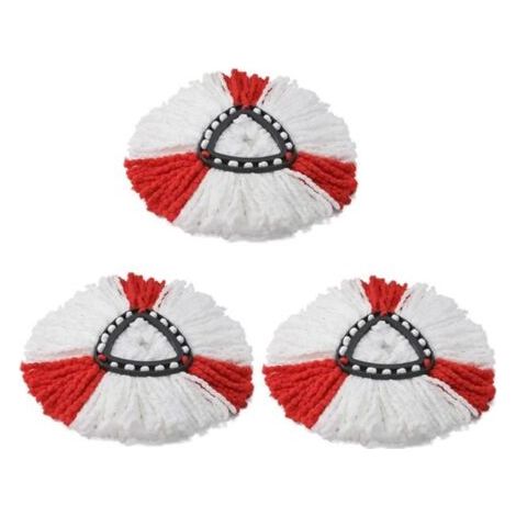 Lot de 3 têtes de balai triangulaires rouge et blanc 130g compatibles O-Cedar et Vileda pour nettoyage