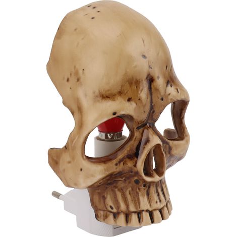 Lampe de nuit crâne à brancher sur prise murale luminosité réglable en résine déco murale squelette pour Halloween prise UE 220V (1/5)