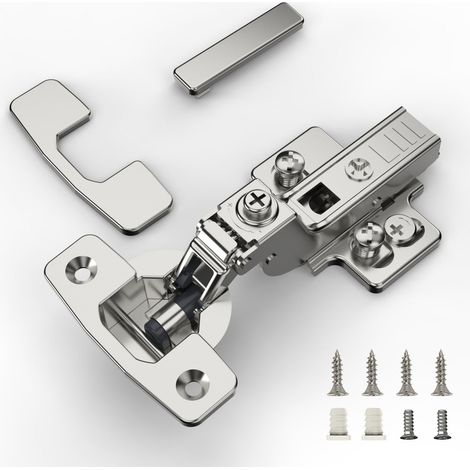 Furniware 2 pièces Rentrant charnières d'armoire avec charnière à fermeture amortie Réglage 4D (profondeur, côté, hauteur et vitesse de fermeture) Charnières à recouvrement complet (1/4)