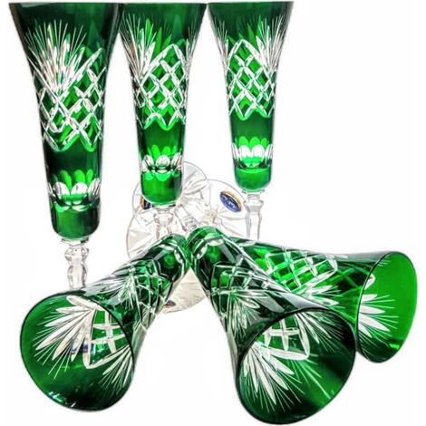 Copas de champán de cristal esmeralda de 170 ml con diseño de piña. (1/5)