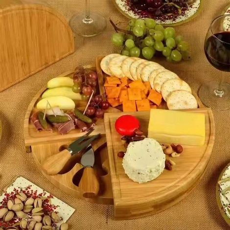 Plateau À Fromages - Bambou Naturel - Rotation 360° - Pour Réunions Familiales Et Apéritifs - 1 Pièce (1/5)