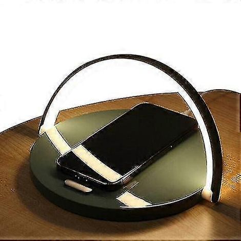 Lampe de bureau LED, lampe de lecture, lampe de chevet avec chargeur sans fil rapide (noire) (1/4)