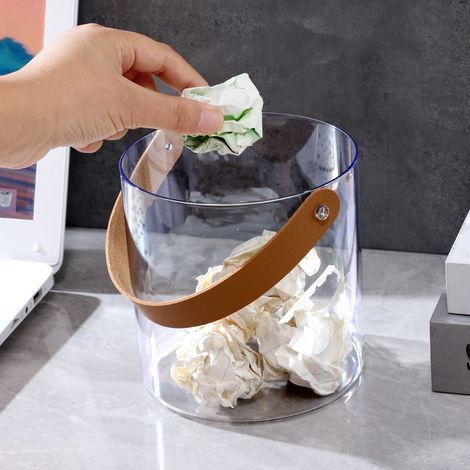 Bac de rangement transparent pour bureau, boîte multifonctionnelle créative et portable, seau à glace, corbeille à fruits, assiette pour animaux. (1/4)