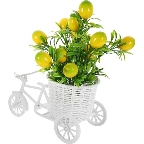 Artificial White Silk Flowers with No Shedding or Fading, with Decorative Tricycle Basket, Realistic Style for Home or Office Decoration (1/5)
