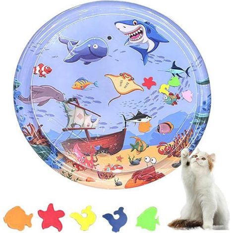 Tapis Eau Chat Circular, Tapis JeuChat Gonflable, Tapis Eveil Eau Chat paissi, TapisJeu Chats sur Le Thme Multicolore CORBEILLE