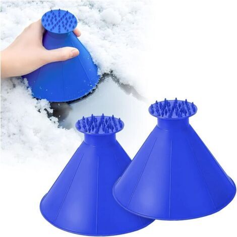 2 Pcs Grattoirs à Glace Ronds, Universelle Gratte-Glace Voiture, Multifonctionnel Nettoyage Pelle à Neige, Accessoires Automobiles, pour SUV, Voitures Pare-Brise Voiture Vitres(Bleu) (1/4)