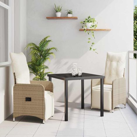 Ensemble de salle à manger pour jardin 3 pcs-Salon de jardin Beige polyrotin 997067 (1/5)