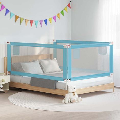 Barrière de lit pour enfant, bleue, 200 x 25 cm, en tissu (1/5)