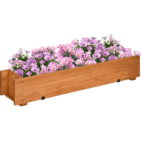 Jardinière en bois avec 2 crochets de suspension pour la culture de plantes et de fleurs d'extérieur 91 x 18 x 16,5 cm Naturel (1/5)