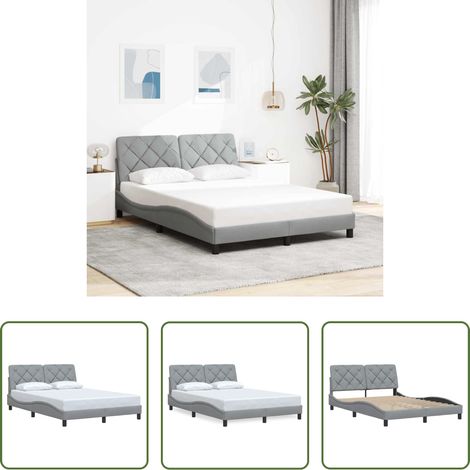 vidaXL Kopfteil - Bettgestell ohne Matratze Hellgrau 140x190 cm Stoff (1/5)