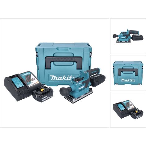 Makita DBO 382 RF1J Levigatrice orbitale a batteria 18 V 93 x 185 mm senza spazzole + 1x batteria ricaricabile 3,0 Ah + caricabatteria + Makpac (1/5)