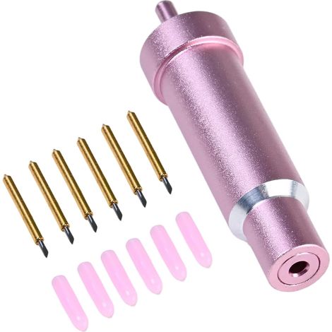 Porte-Lames Pour Machine à Graver Avec Six Lames De Rechange PlaquéEs Or Lames à Pointe Fine Lame De PréCision Pour Vinyle, Carton Et Panneaux D'Affichage Rose (1/5)