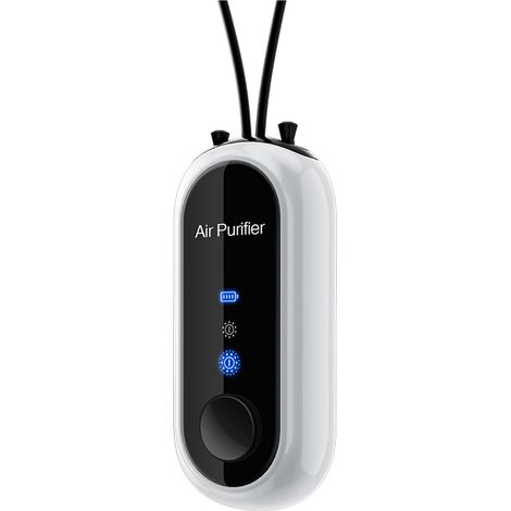 Ortviai Purificateur d’Air Portable avec Ioniseur Négatif – Collier Rechargeable Blanc, 120 millions d’ions par cm³ (1/4)