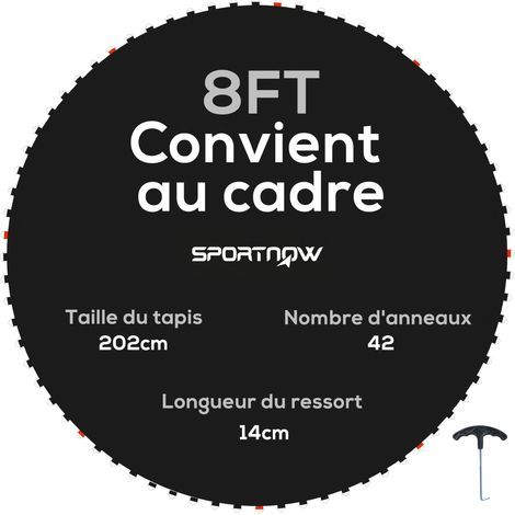 Ersatzmatte für Trampoline, Sprungtuch zum Austausch, kompatibel mit Trampolinen Ø 2,4 m und 14 cm Federn (1/5)