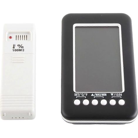 CJ3316RF 4-Zoll-Thermometer mit Uhrfunktion, digitales drahtloses Temperaturmessgerät für den Innen- und Außenbereich