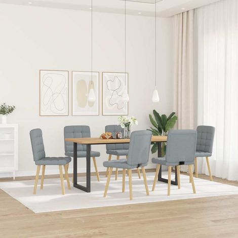 Lot de 6 Chaises à manger，Chaise de cuisine gris clair tissu CFW22137 (1/5)