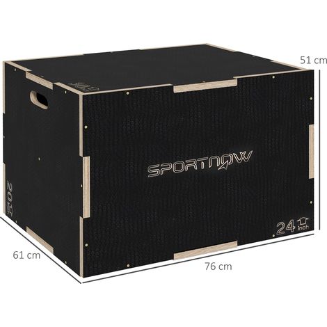 Plyo-Box/Sprungbox, robust, 76x61x51 cm, Schwarz, Griff 10x3,5 cm, bis 120 kg (1/5)