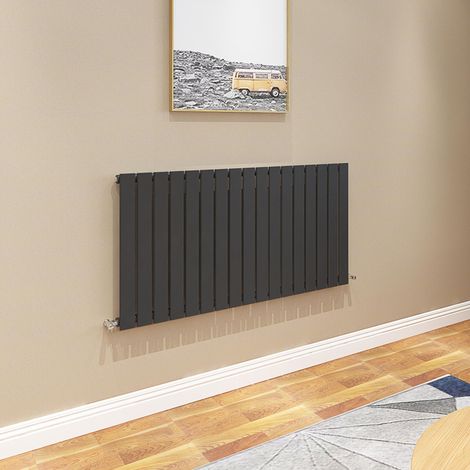 AICA Flat Panel Radiator 600x1156mm Central Heating Single Horizontal Stylish Black
