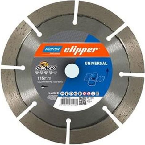 NORTON CLIPPER Diamanttrennscheibe Pro Unviersal Silencio Ø 115 mm Bohrung 22,23 mmSegmentbreite 2,2 mm Segmenthöhe 12 mm (1/2)