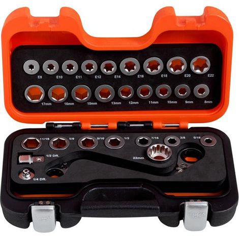 Bahco S Type Ratchet Ring Wrench & Adaptor Set, 29 Piece (1/3)