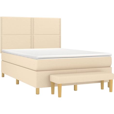 Sommier à lattes de lit avec matelas Crème 140x190 cm Tissu vidaXL (1/5)