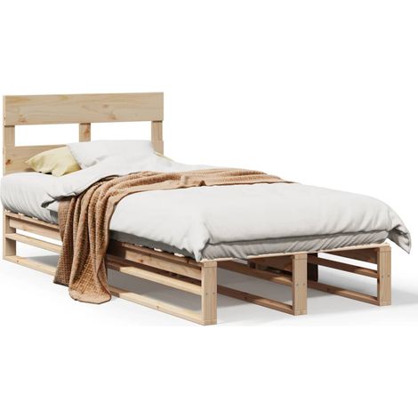 Lit simple,Lit adulte,Cadre de lit sans matelas 100x200 cm bois massif de pin CFW7896160 (1/5)