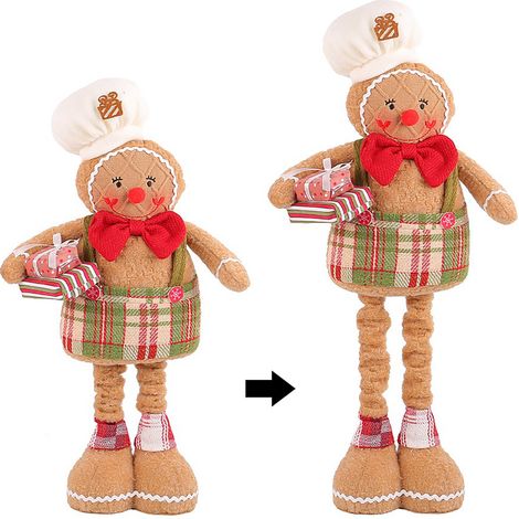 Handgefertigte Lebkuchenpuppe aus Plüschstoff, Weihnachts-Lebkuchenfigur, Ornament für Partydekoration, Mann (1/3)