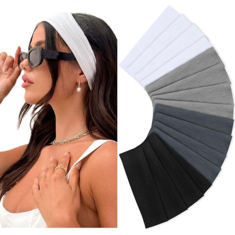 Conjunto de 16 diademas elásticas para mujer, confeccionadas en tejido suave, antideslizantes y absorbentes, perfectas para yoga y para correr. (1/5)