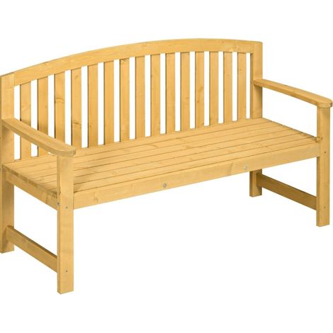 Banco de jardín de madera para 2 personas con respaldo y reposabrazos 143 x 51 x 85 cm naranja (1/5)