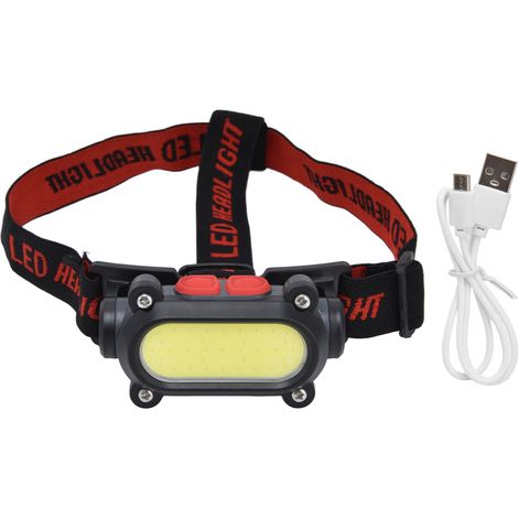 Verstellbare COB-Stirnlampe, USB-aufladbar, mit roter und weißer Beleuchtung und mehreren Beleuchtungsmodi für Outdoor-Camping und Jagd. (1/5)